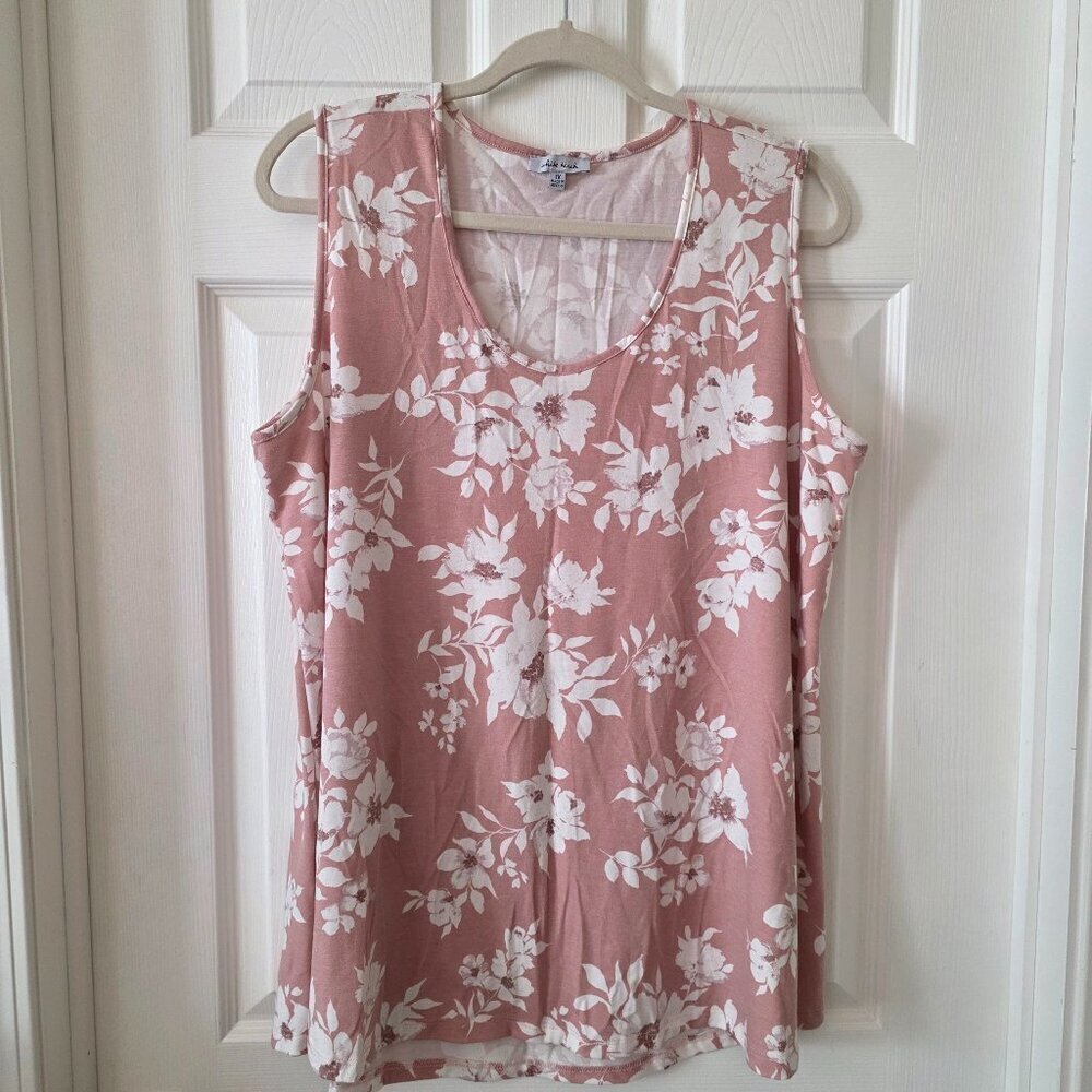 White Birch Pink Floral Women's Tank Top Size 1X